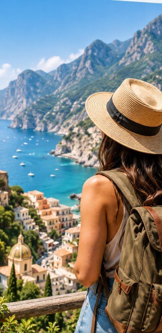 Traveller admiring the Amalfi Coast